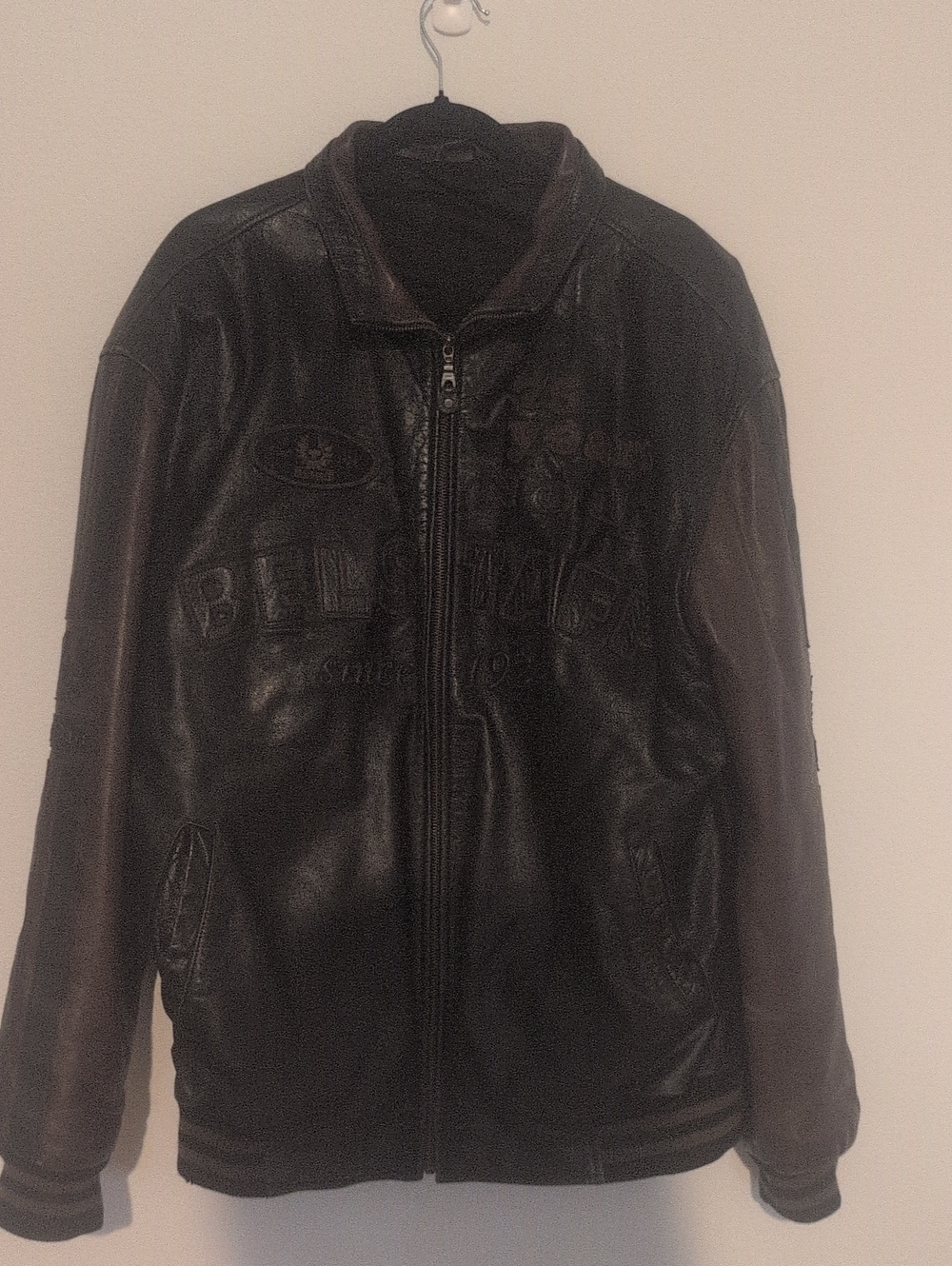 Men's Belstatff Black And Brown Leather Zip-Up Bomber Jacket